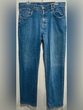 Orvis Montana Morning Jeans Mens 34x34 Straight Leg Blue Stretch Denim